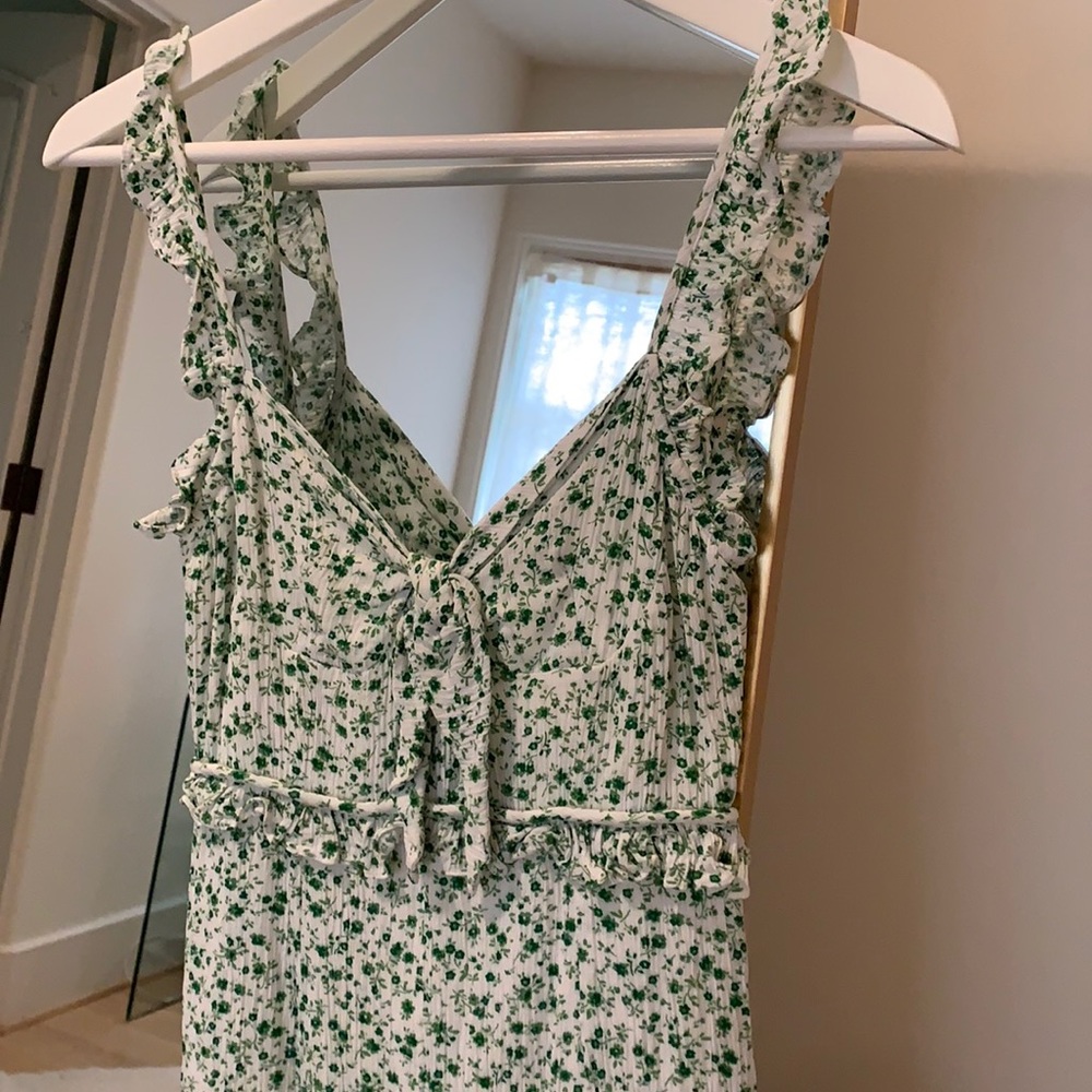 Olivaceous Green Floral Mini Dress